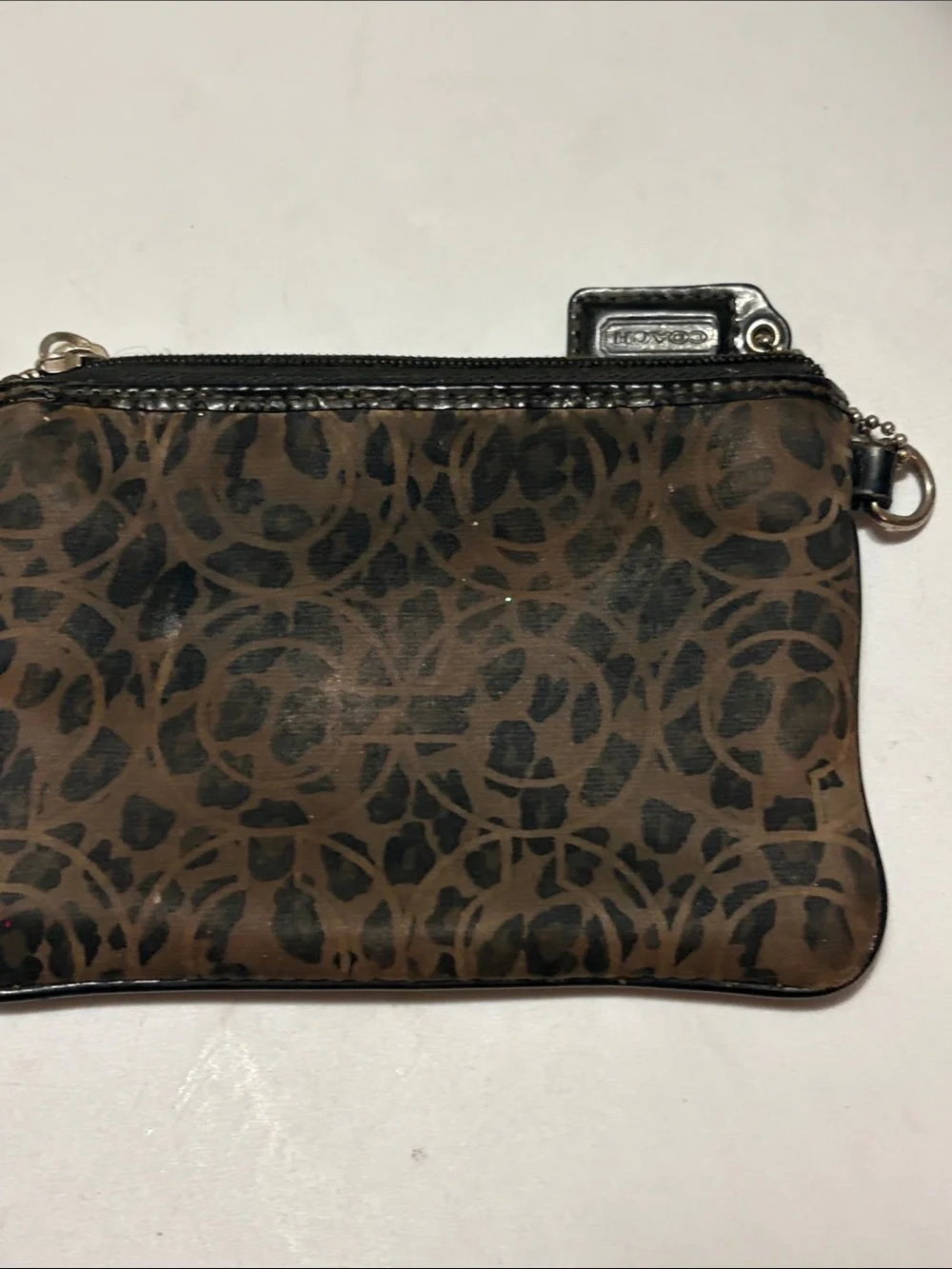 Coach Brown and Black Signature Mini Coin Pouch